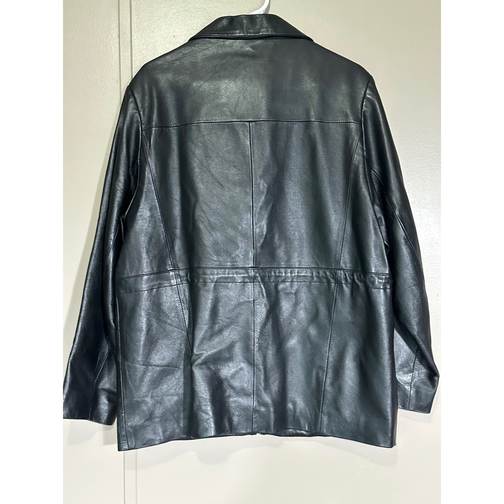 Vintage KC Collections Womens Black Leather Jacket Zip Collar Style Outerwear - Picture 3 of 9